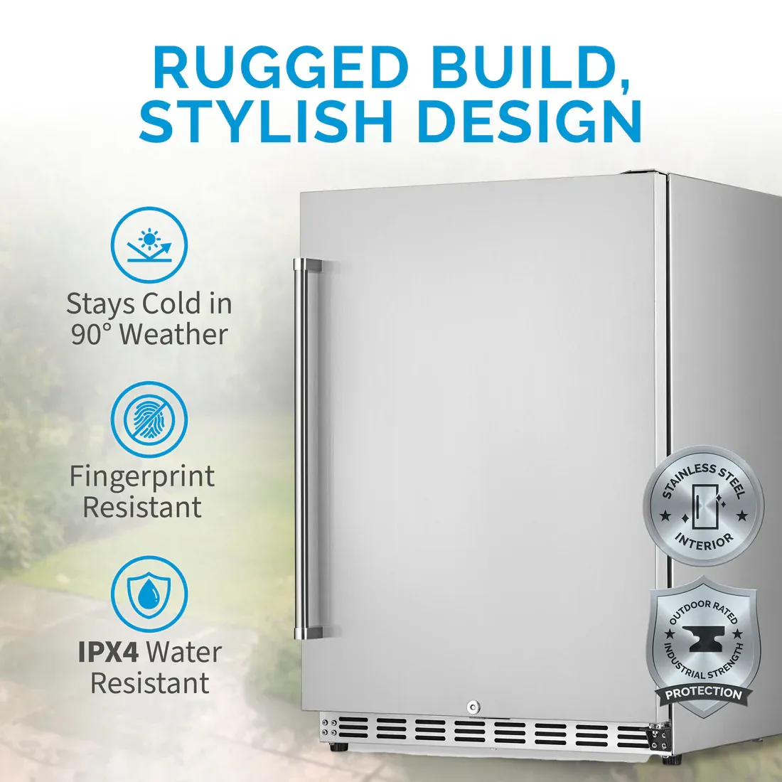 NEWAIR® 24&quot; 5.3 CU. FT. COMMERCIAL BUILT-IN STAINLESS STEEL BEVERAGE FRIDGE - 23.6&quot;