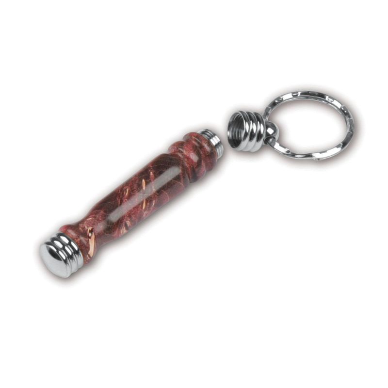 Wooden Secret Compartment Keychain - Chrome