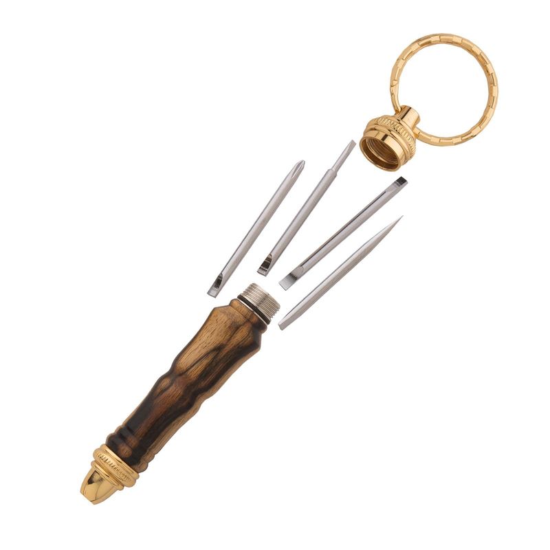 Wooden Screwdriver Keychain - Gold
