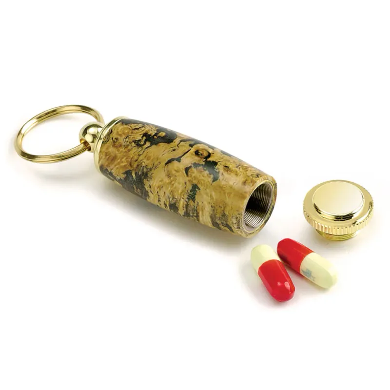 Deluxe Pill Holder Keychain - Gold