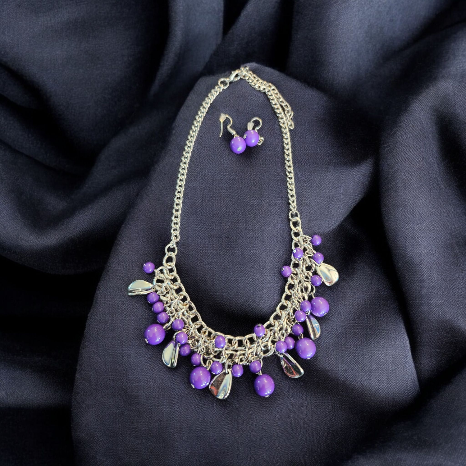 Short Purple Necklace Set