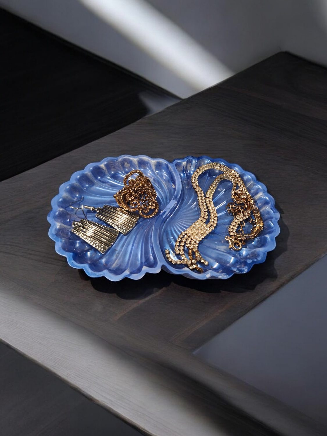 Blue Shell Jewelry Holder