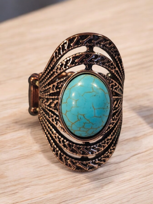 Blue Crackle Stone Copper Ring