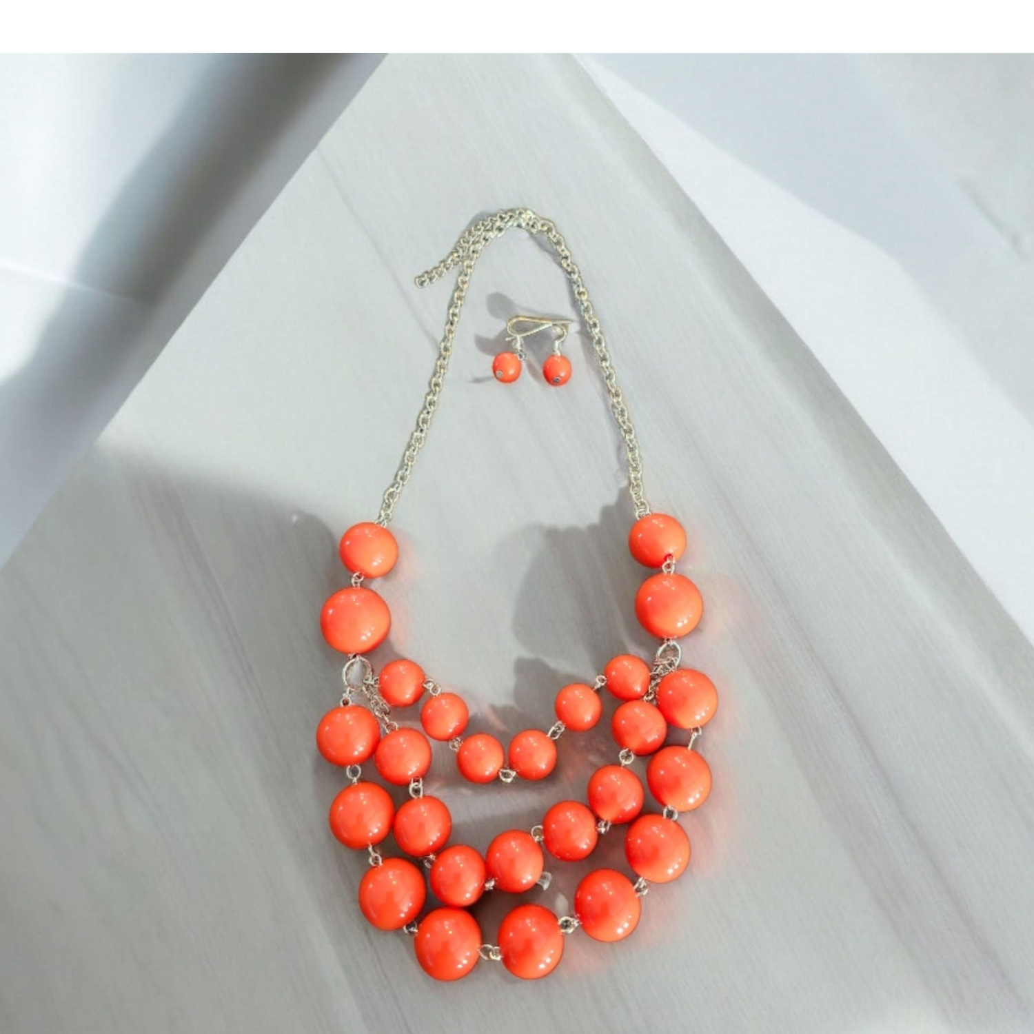 Orange Beaded Necklace Set