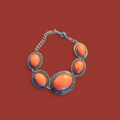 Orange Crackle Stone Bracelet