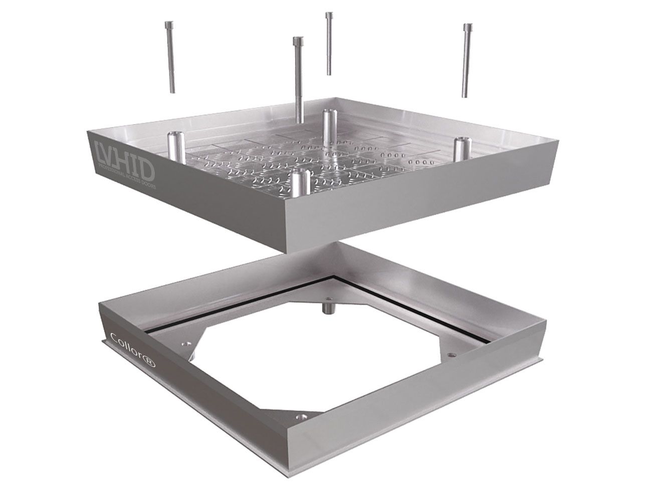 Access cover for the pool, sealed, aluminum, with removable tray for filling, model Collor