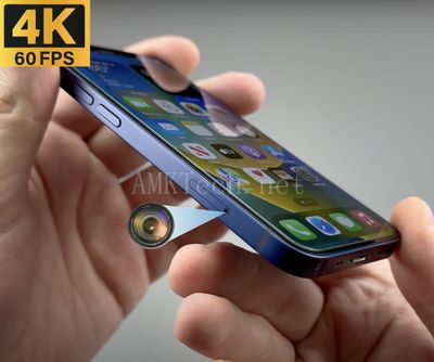 Close-up of the hidden camera on iPhone 12 Mini – Seamlessly integrated for stealth 4K recording.