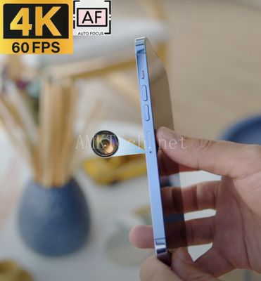 Close-up of the hidden spy camera on iPhone 14 – Expertly concealed for stealth 4K recording with advanced autofocus