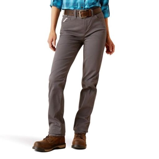 Ariat Rebar Perfect Rise Made Tough Straight Leg Pants for Ladies, Colour: grey, Size: 26