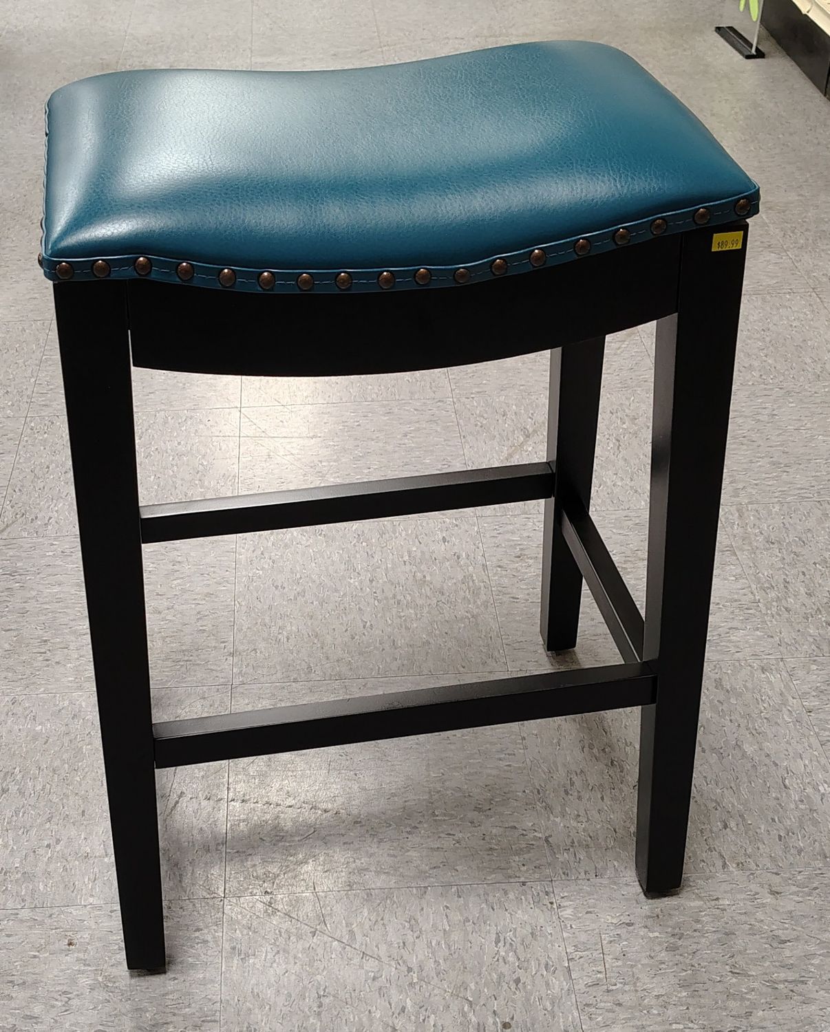 Bonded Leather Saddle Counter Stool Teal