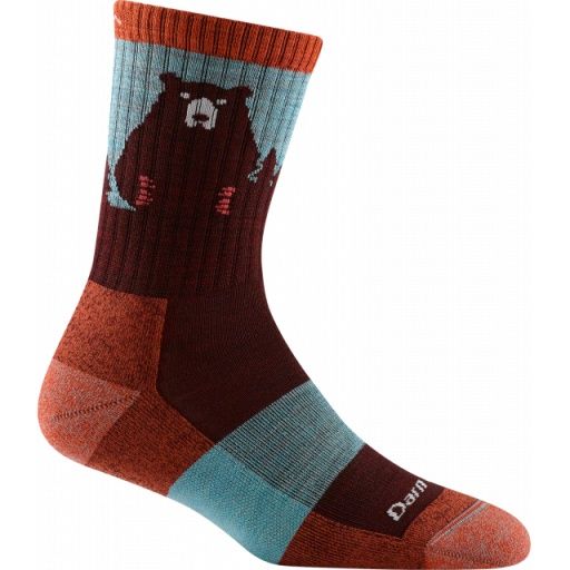 Bear Town Micro Crew Socks 1970, Color: Burgundy, Size: Med