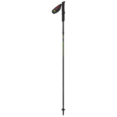 SCOTT Trail Running Pole, fully extended, with a 3-part aluminum shaft, foam grip, and carbide tip for hilly and rugged trails.