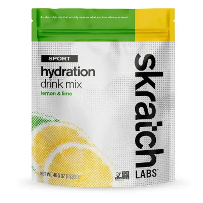 Skratch Labs Hydration Sport Drink Mix 1320g bag in Lemon &amp; Lime flavour; natural electrolyte hydration for endurance athletes.