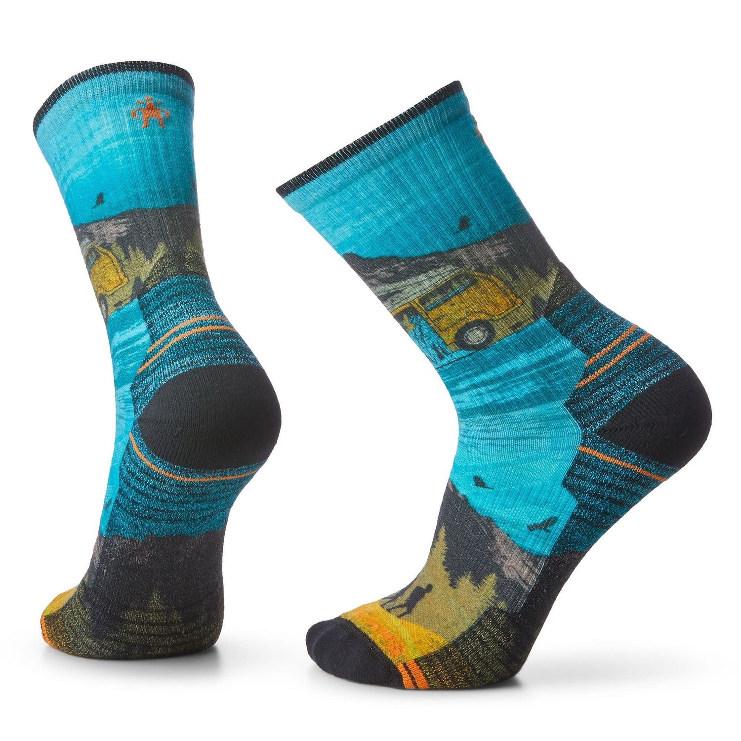Hike Light Cushion Print Crew Socks, Color: Great Excursion, Size: Med