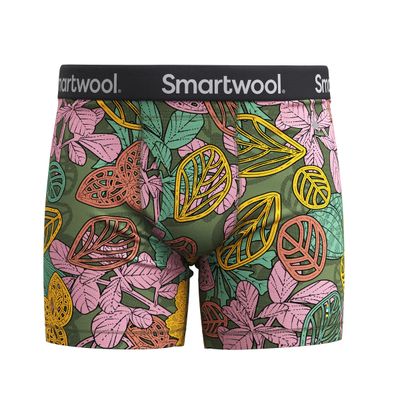 Smartwool Men&#39;s Merino Print Boxer Briefs – breathable Merino wool underwear with a slim fit and adventure-inspired print.