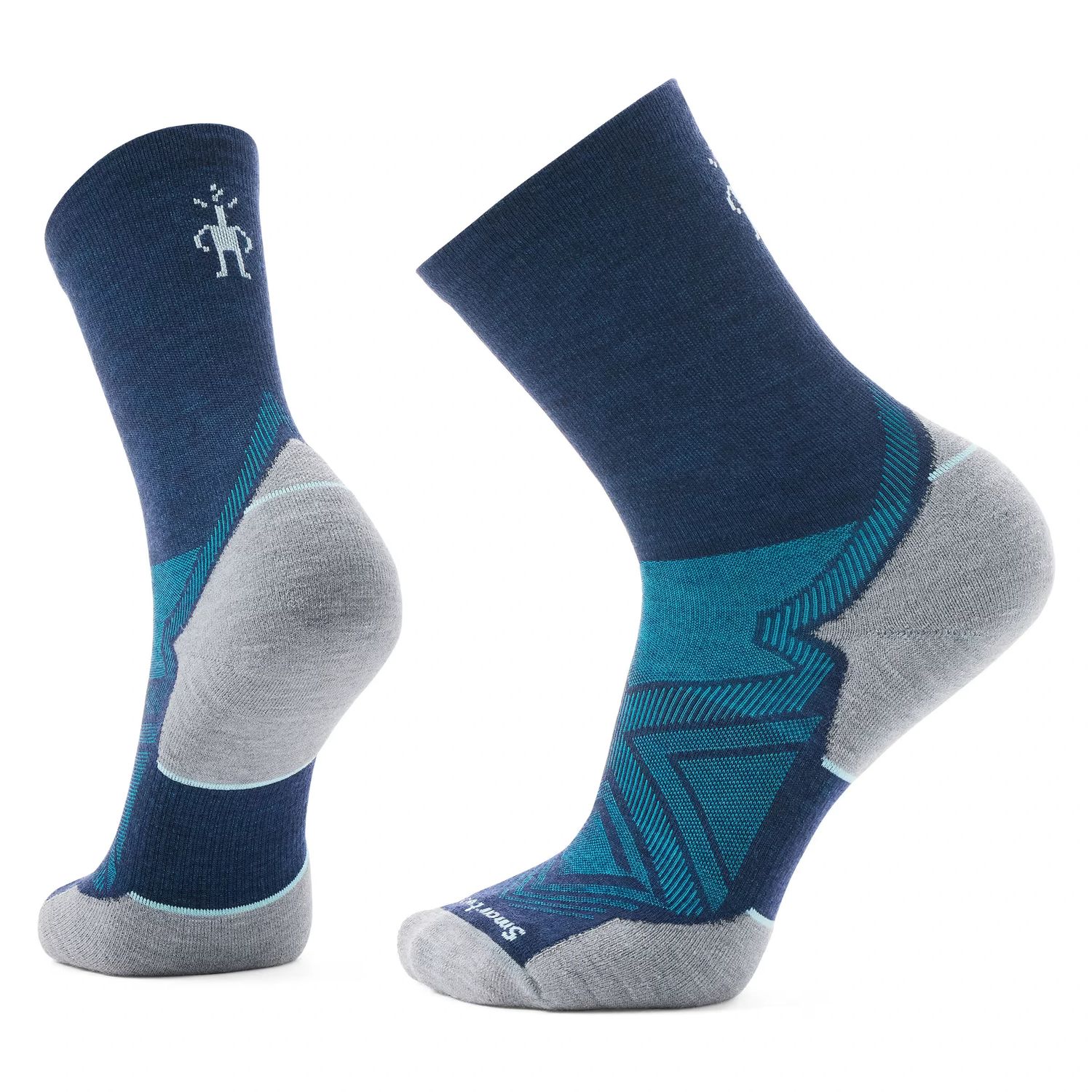 Smartwool Run Targeted Cushion Mid Crew Socks in deep navy with Merino wool for breathability and durability.