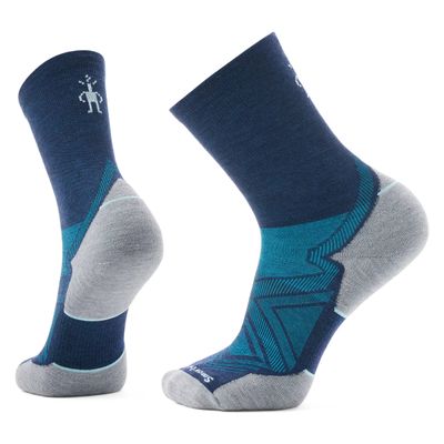 Smartwool Run Targeted Cushion Mid Crew Socks in deep navy with Merino wool for breathability and durability.
