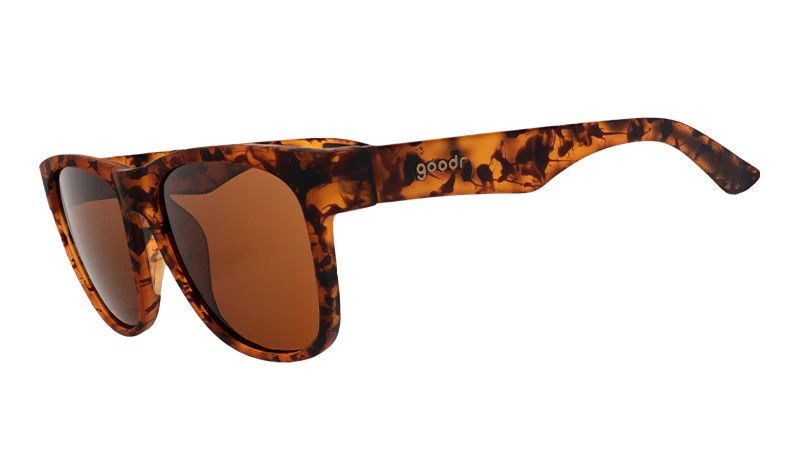 Goodr BFG Hellhound Hallucinations Sunglasses – tortoiseshell print polarized shades for larger heads with a no-slip, no-bounce fit.