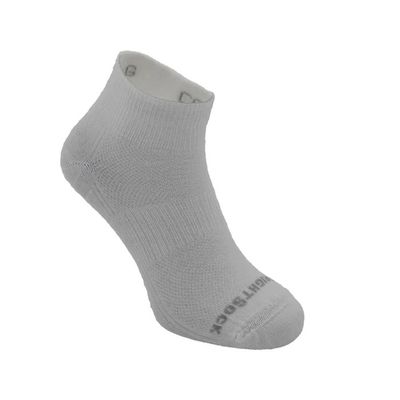 Wrightsock Coolmesh II Quarter Socks in light gray, displayed with visible double-layer design and mesh ventilation panels.

