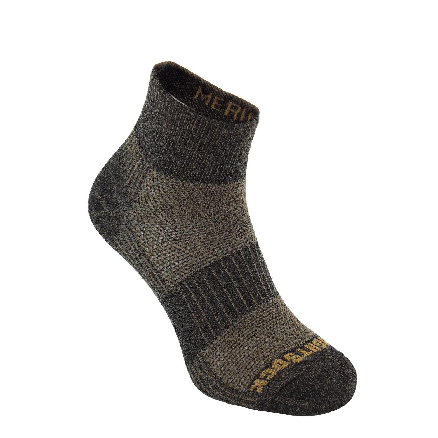 Wrightsock Merino Coolmesh II Quarter Socks in timber, shown with ankle-height cuff and breathable double-layer construction.