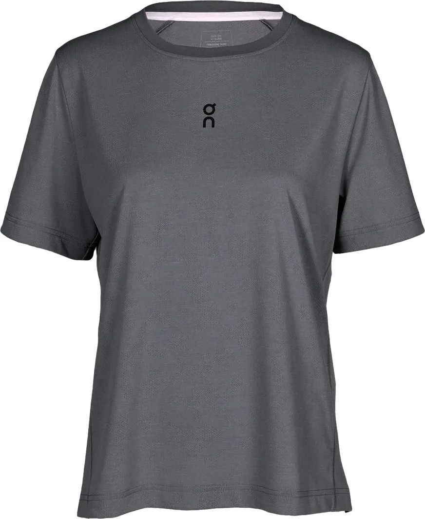 On Trail-T Women’s running shirt in grey, engineered with breathable jacquard knit for trail performance and everyday wear

