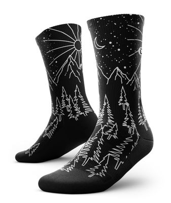 Mid-calf performance socks with venting, arch support, and a snug, breathable fit.