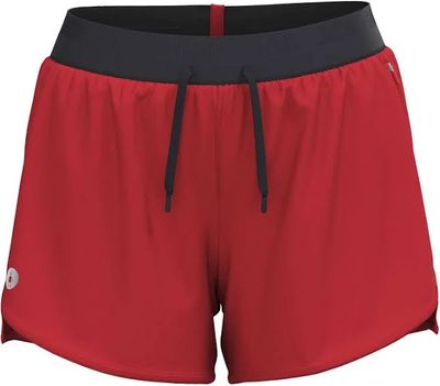 Smartwool women&#39;s Active Lined 4&quot; Short in currant with mid-rise waistband, side zip pocket, and interior Merino