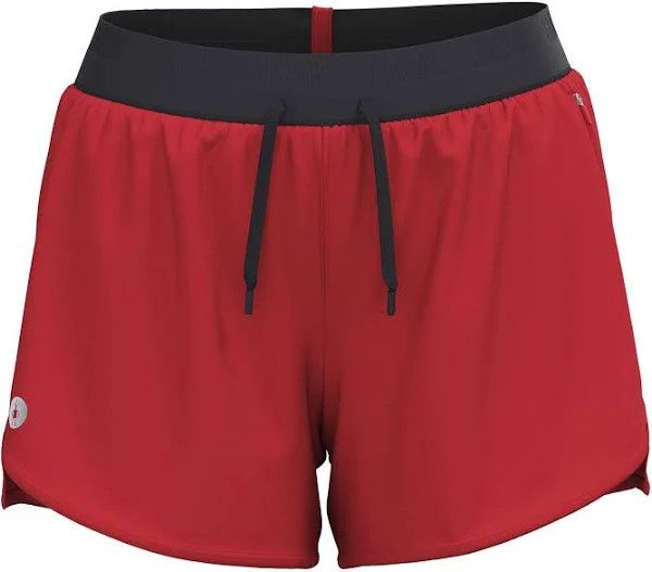 Smartwool women&#39;s Active Lined 4&quot; Short in currant with mid-rise waistband, side zip pocket, and interior Merino