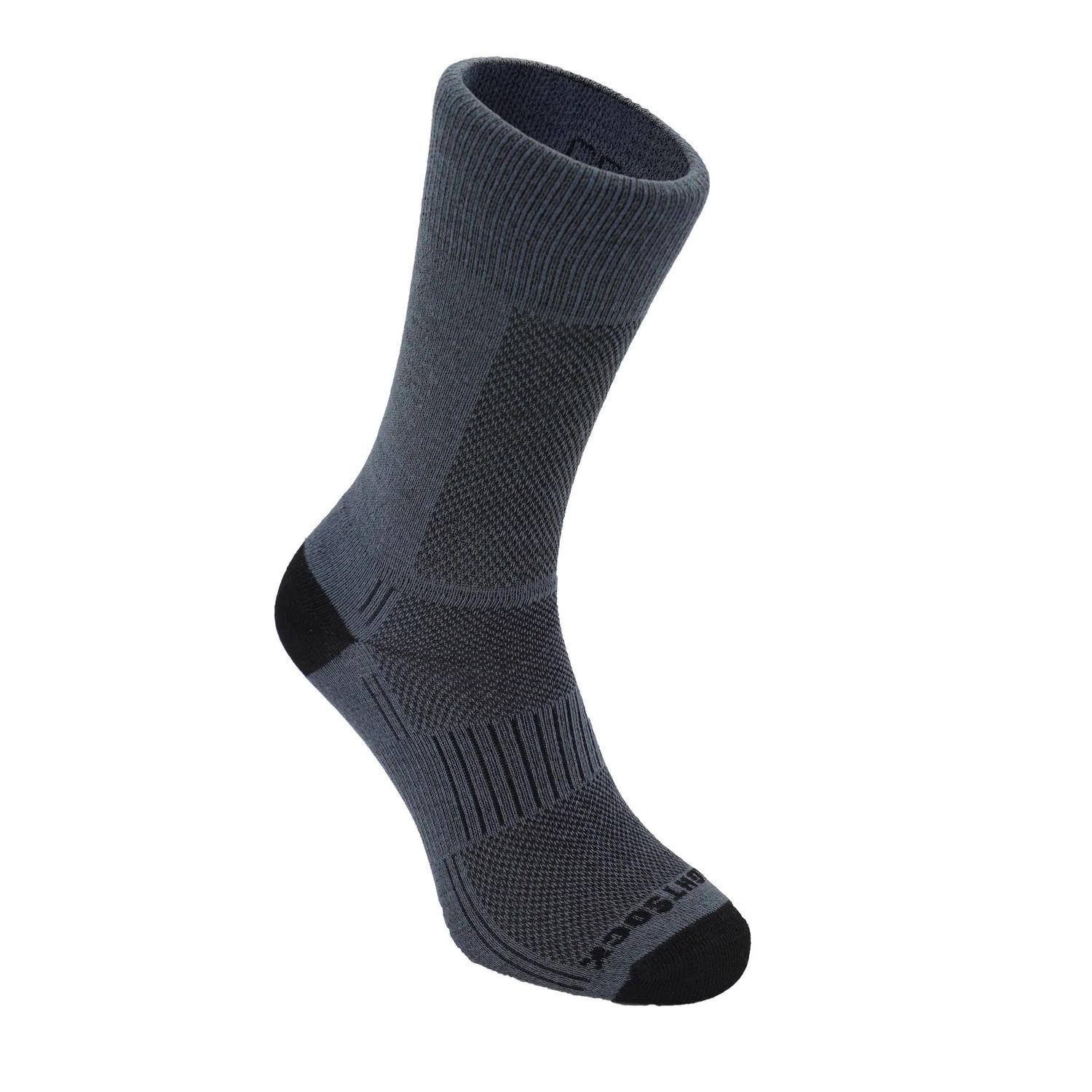 Wrightsock CoolMesh II Crew Socks in grey, showing lightweight, breathable double-layer design.
