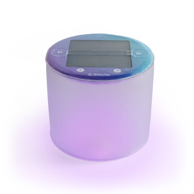 Luci inflatable solar lantern with multi-colour LED lights, fully collapsible and lightweight for travel and outdoor use.