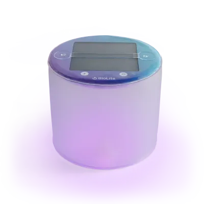 Luci inflatable solar lantern with multi-colour LED lights, fully collapsible and lightweight for travel and outdoor use.