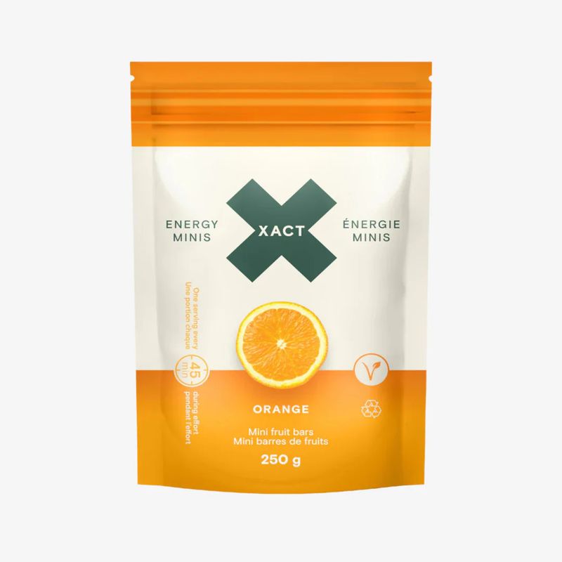 Bag of XACT Mini Energy Bars in orange flavour