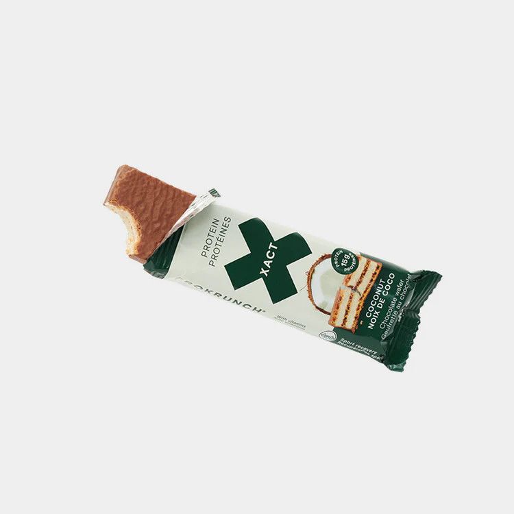 XACT Coconut Protein Wafers crispy chocolate-coated protein snack with coconut