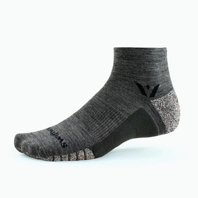 Quarter crew Merino wool trail running in heather grey