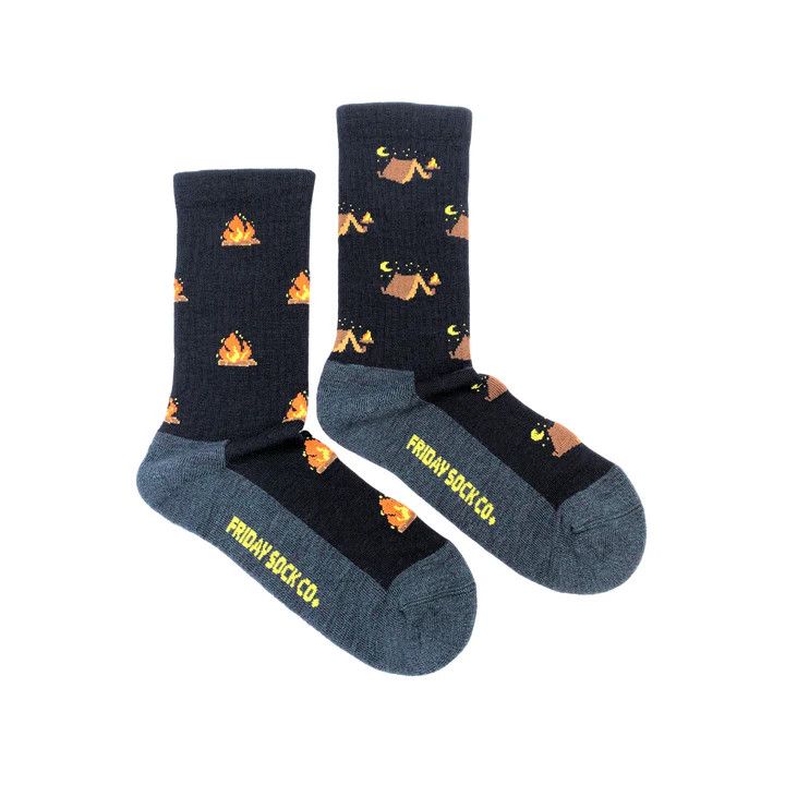Camping at Night Campfire Merino Wool Socks Women&#39;s 5-10
