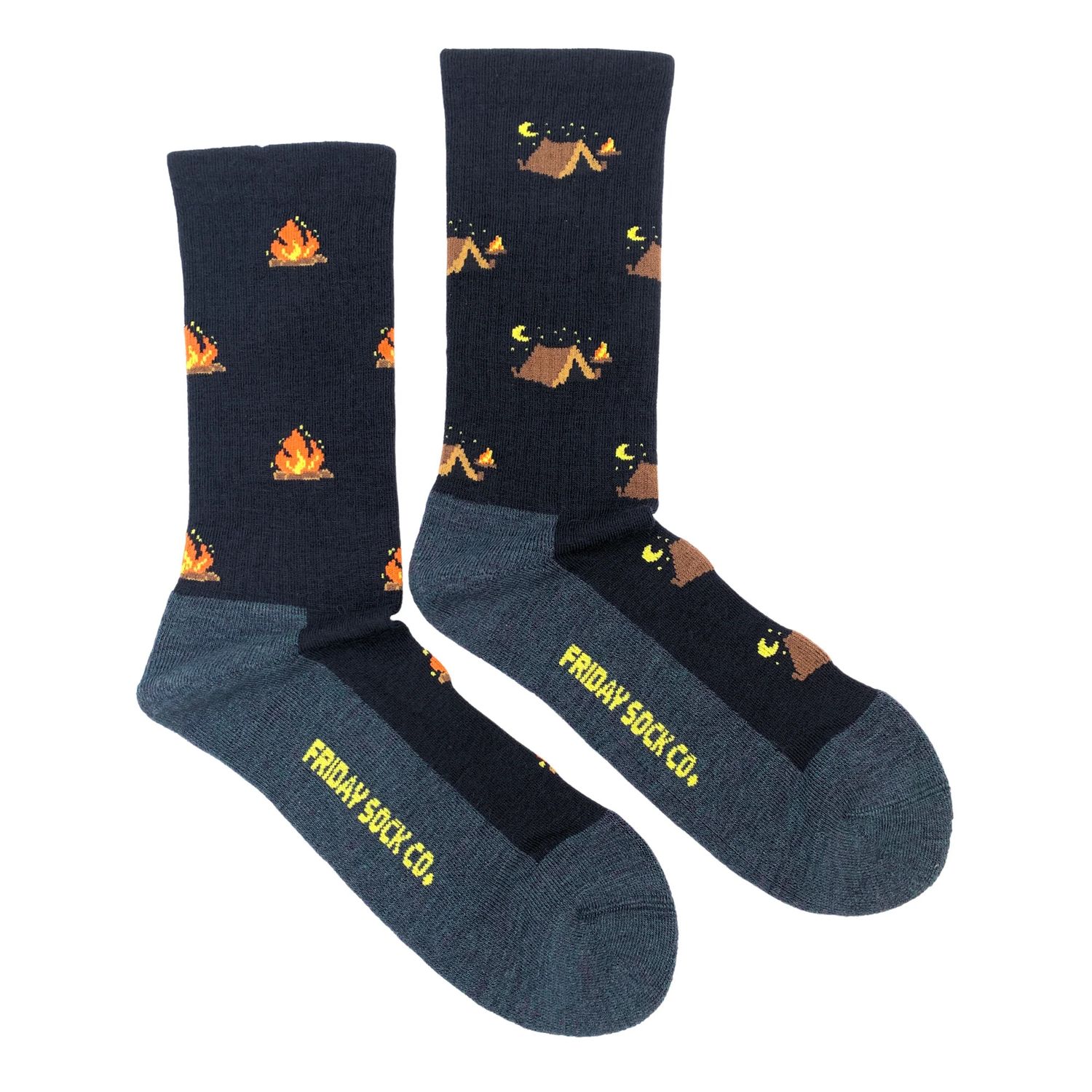 Camping At Night Campfire Merino Wool Socks Men&#39;s 7-12