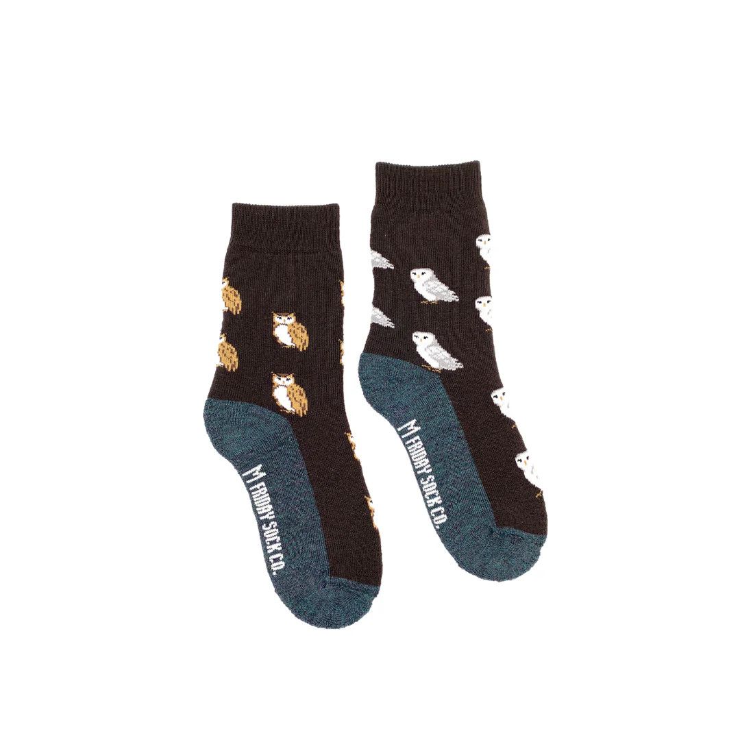 Owl Merino Wool Socks Kid&#39;s Age 4-7
