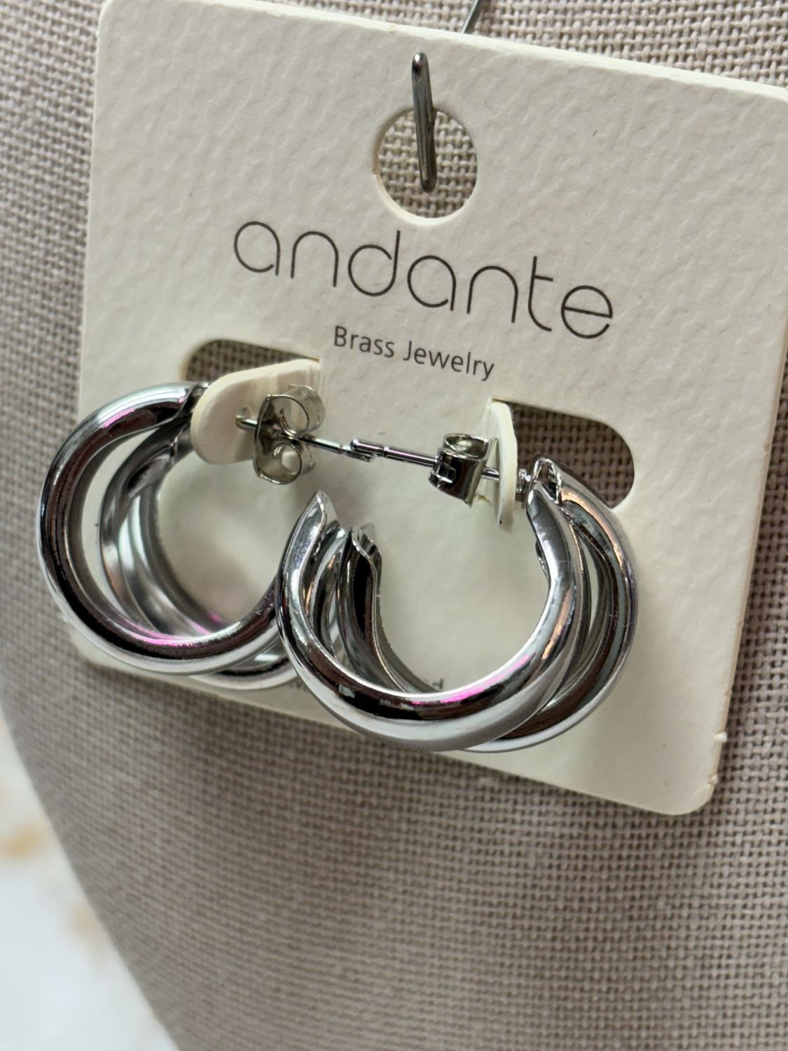 Silver double hoop earrings