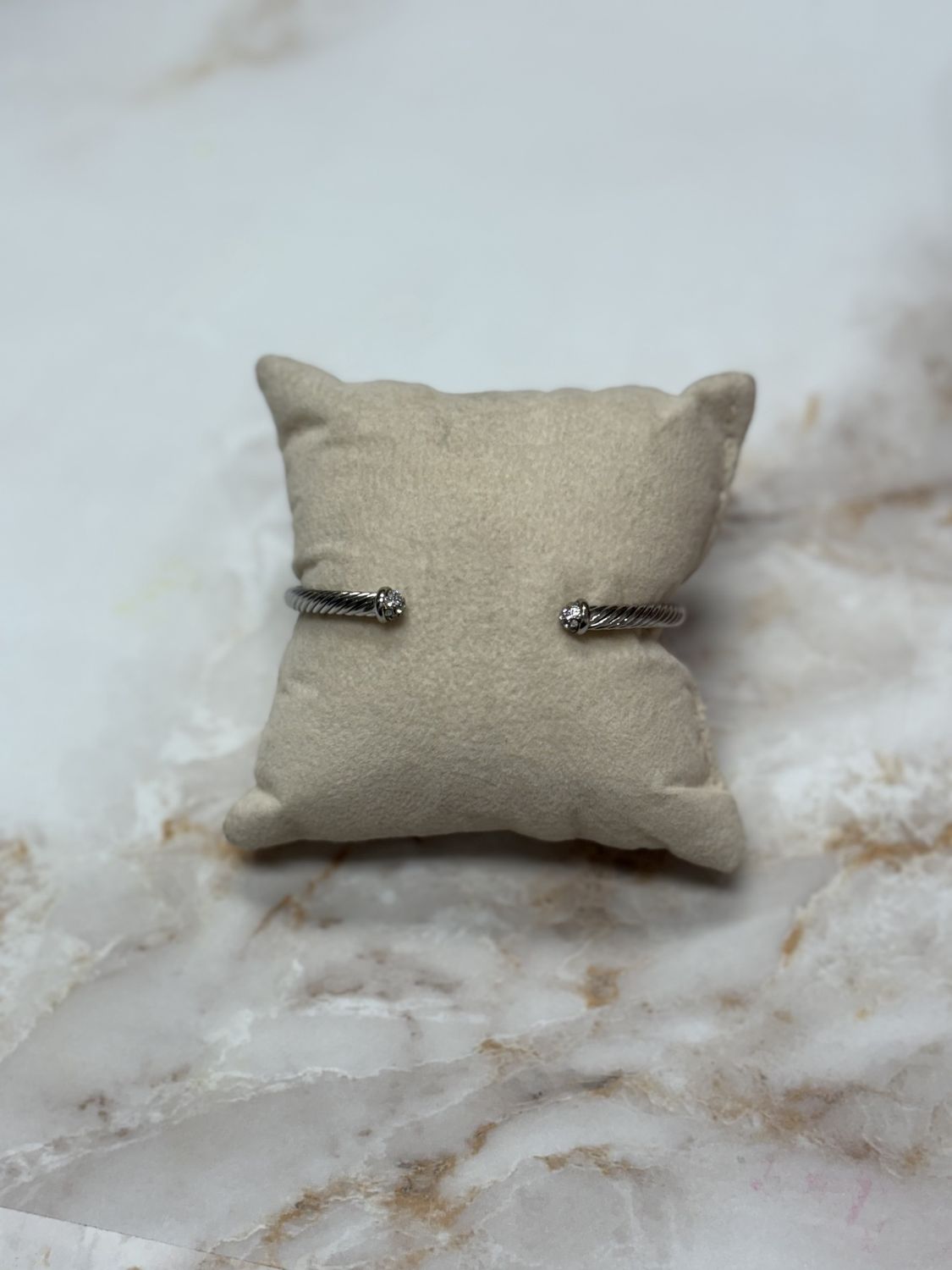 Small Cable Bracelet with Rhinestone end