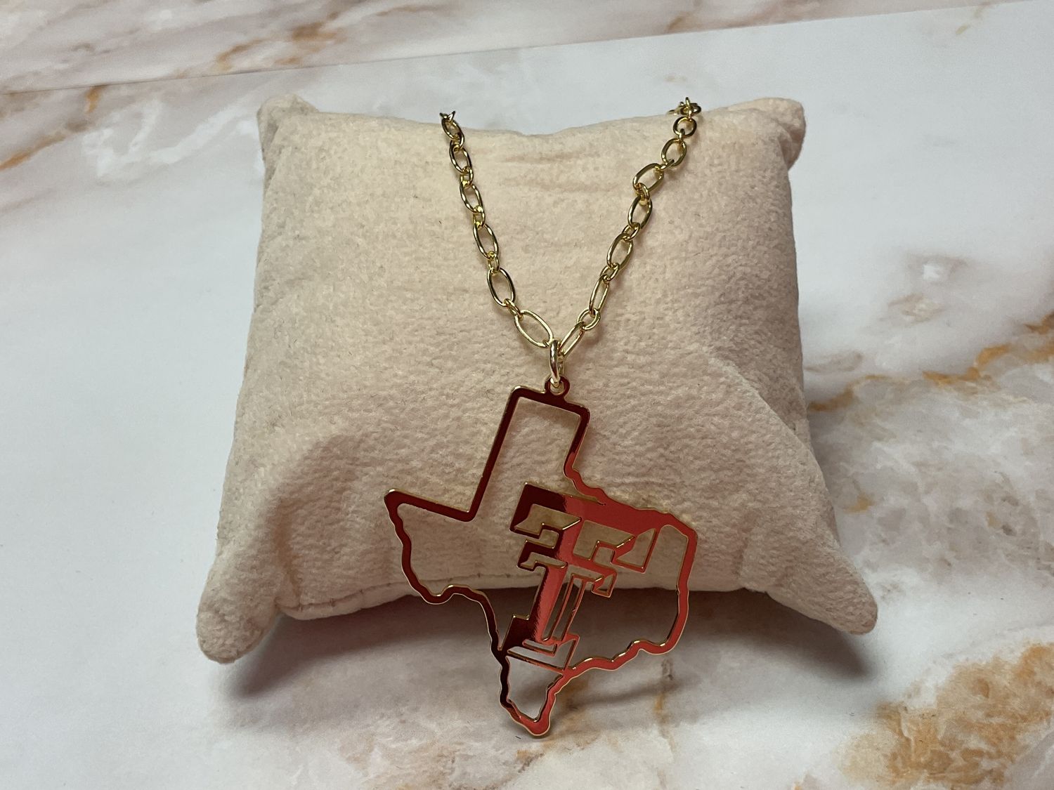 Texas tech outline necklace
