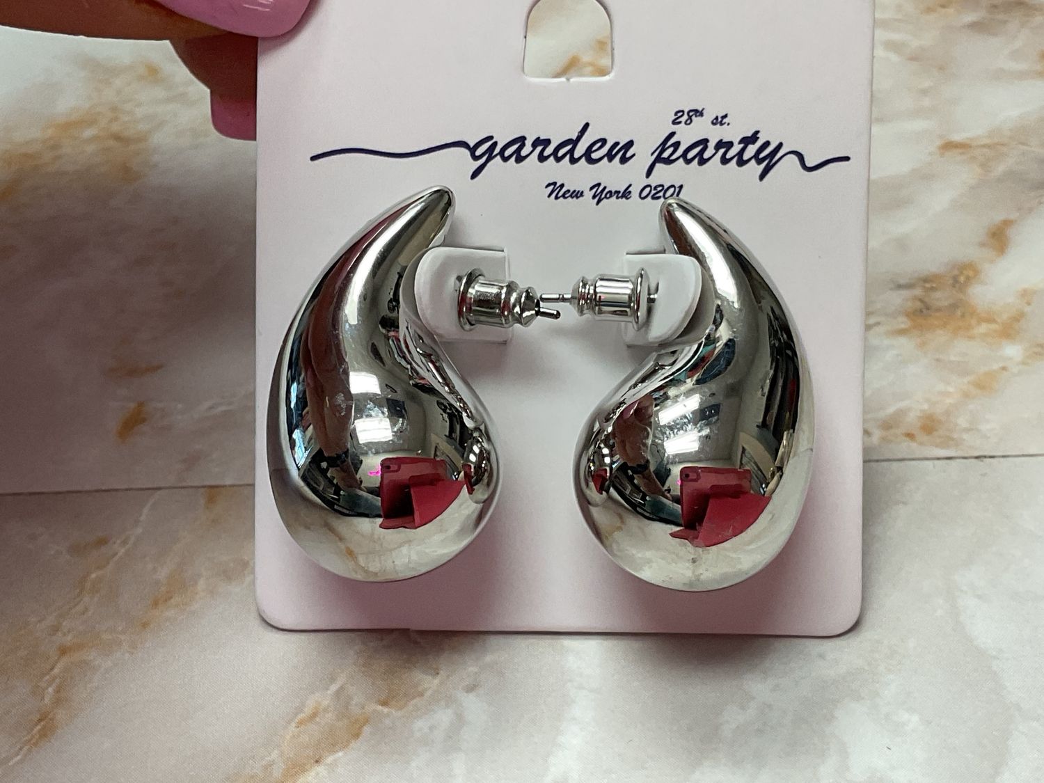 Large silver teardrop earrings