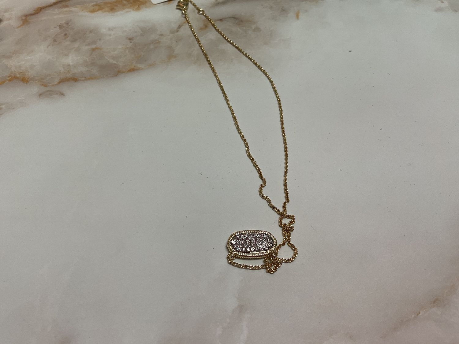 Gold necklace pave pendant