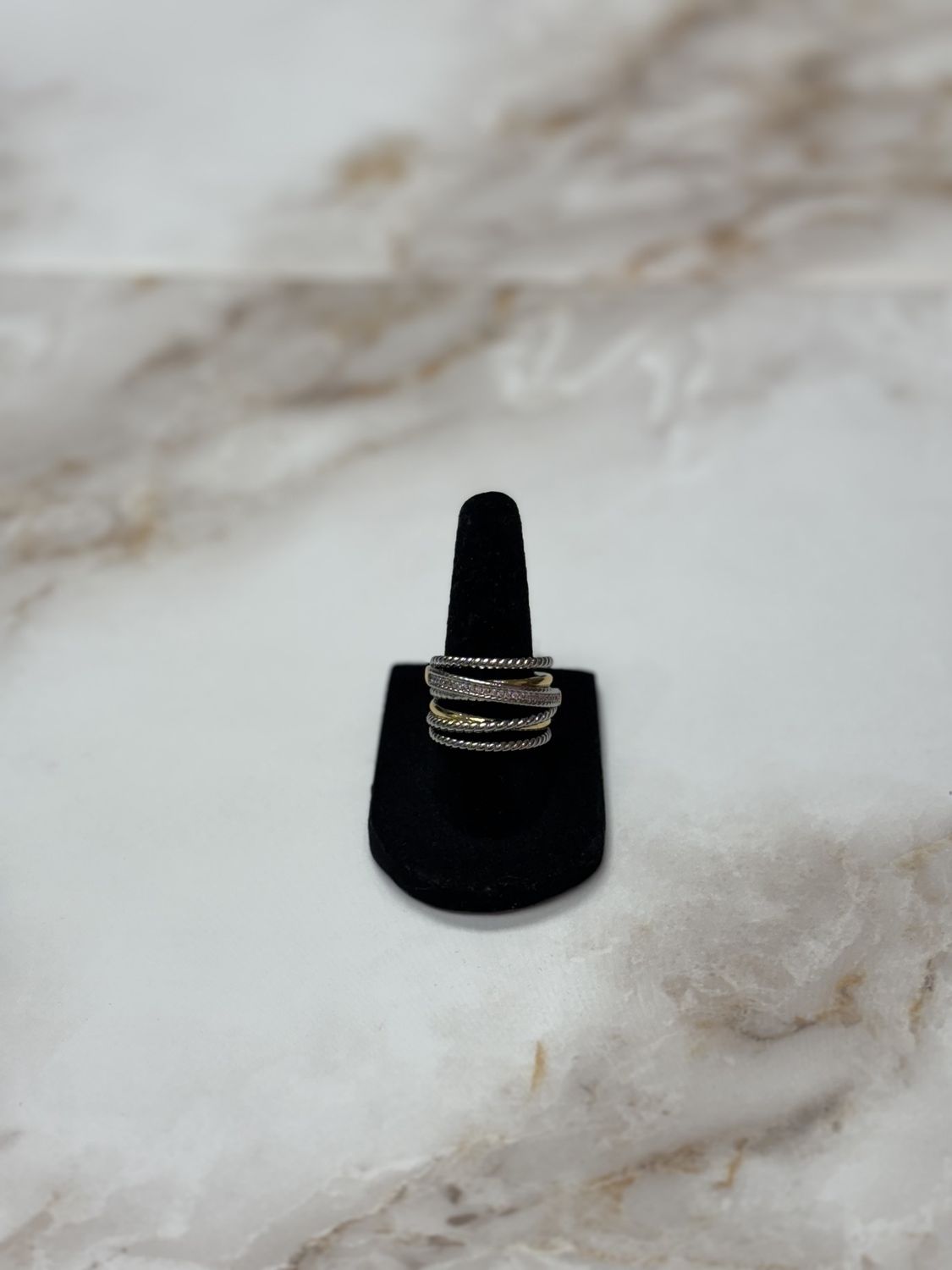 Wide Two-Tone Cable Band w/cz’s