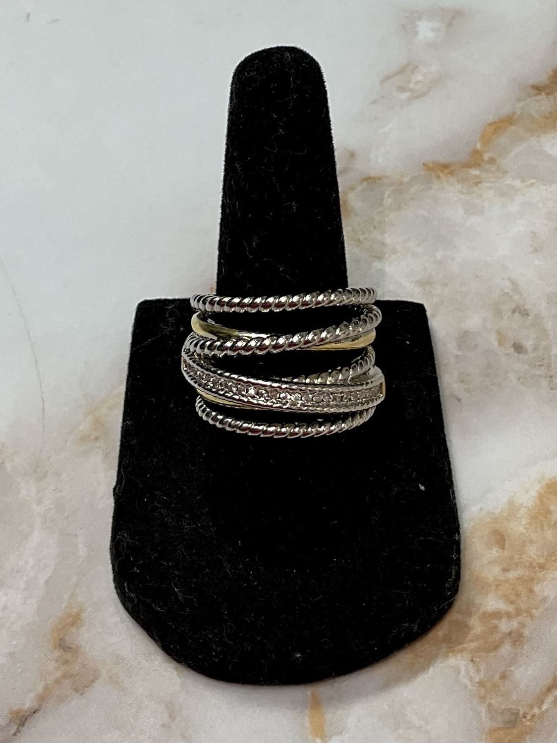2 Tone Cable Ring w/cz’s