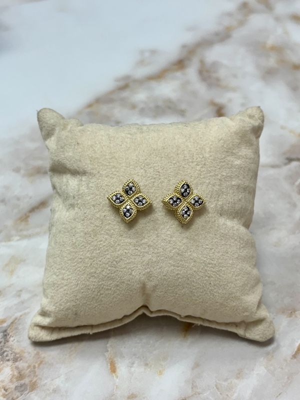 4-Leaf Gold and Hem Post Earrings