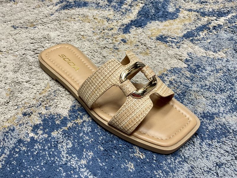 Tan and gold sandals