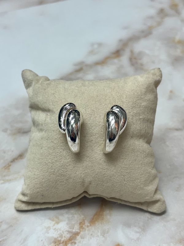 Silver double teardrop earrings
