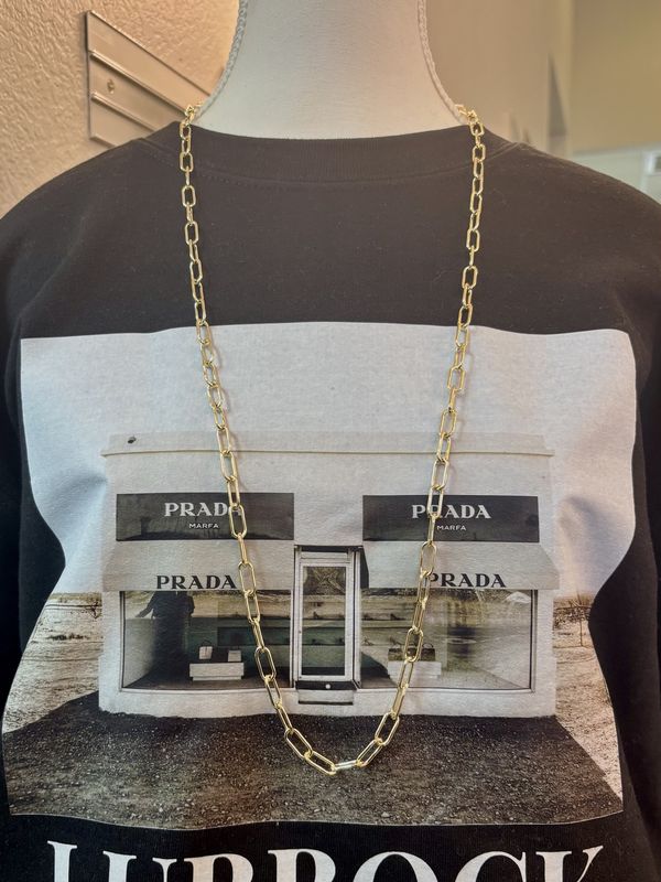 Gold Paperclip link necklace LONG