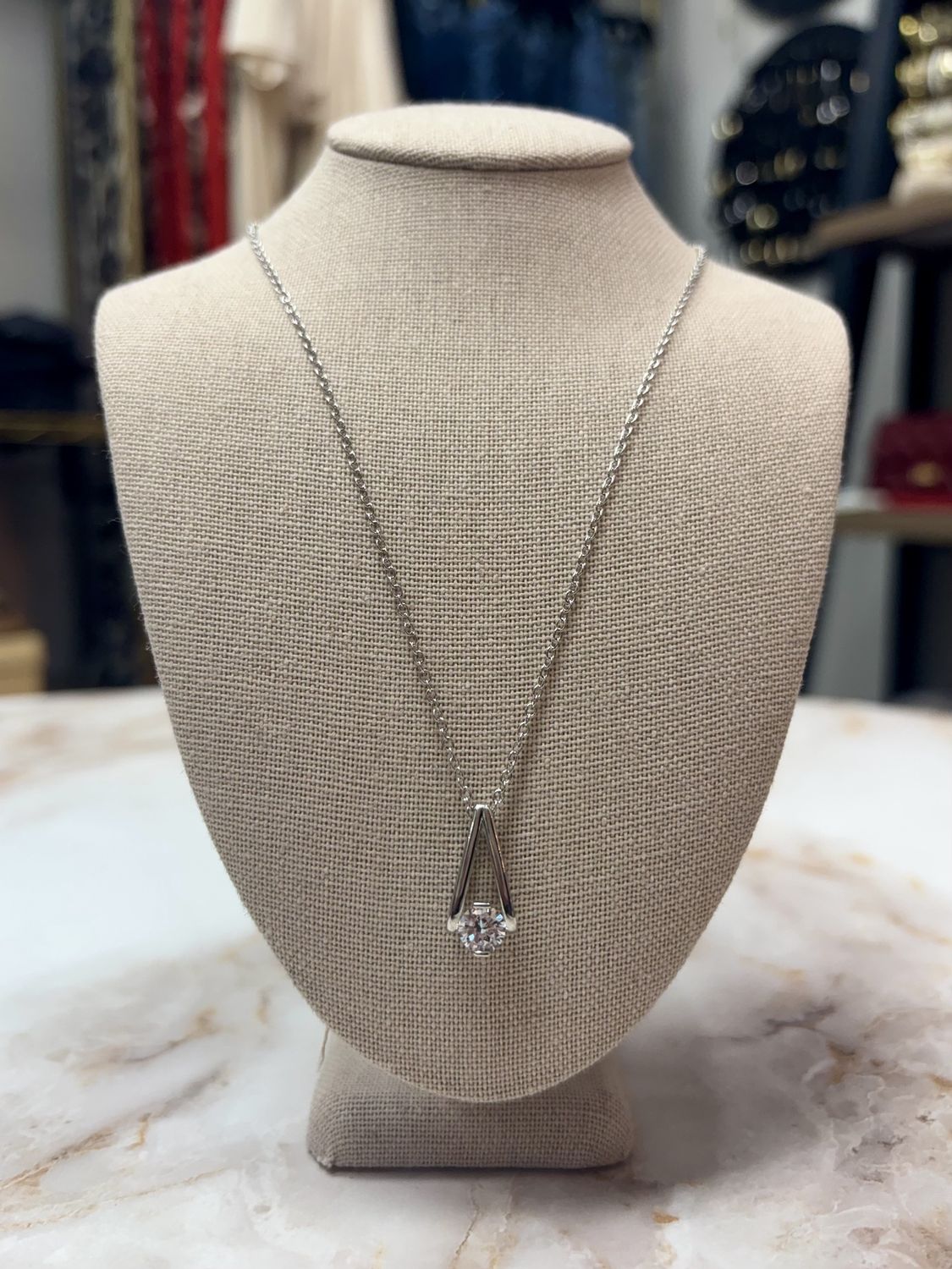 Triangle and diamond necklace