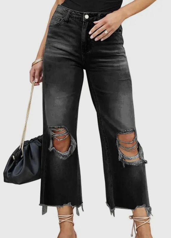 High Waisted Ripped Denim